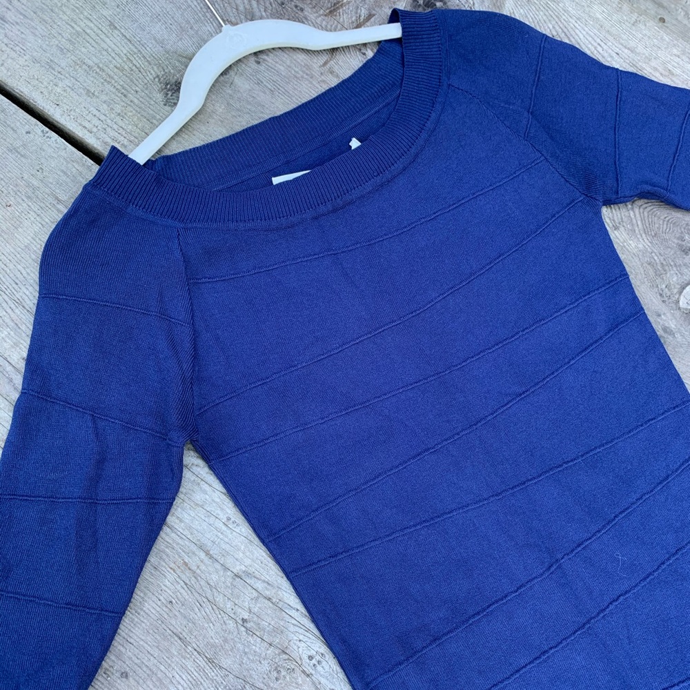 Max Studio navy blue mid sleeve body con dress